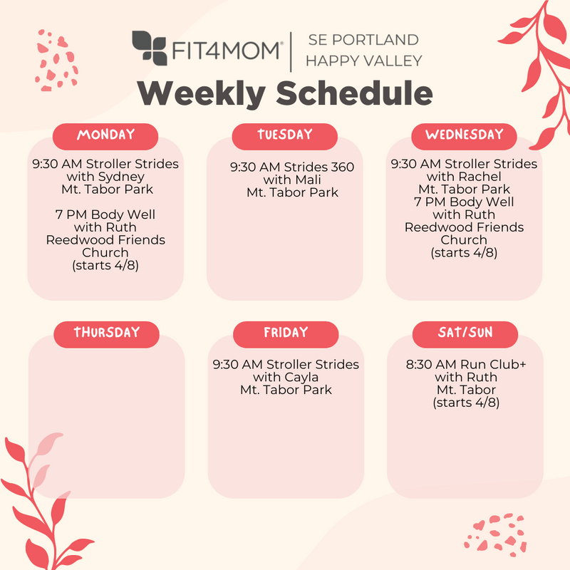 Fitness Class for Moms Schedule FIT4MOM Southeast Portland Happy Valley